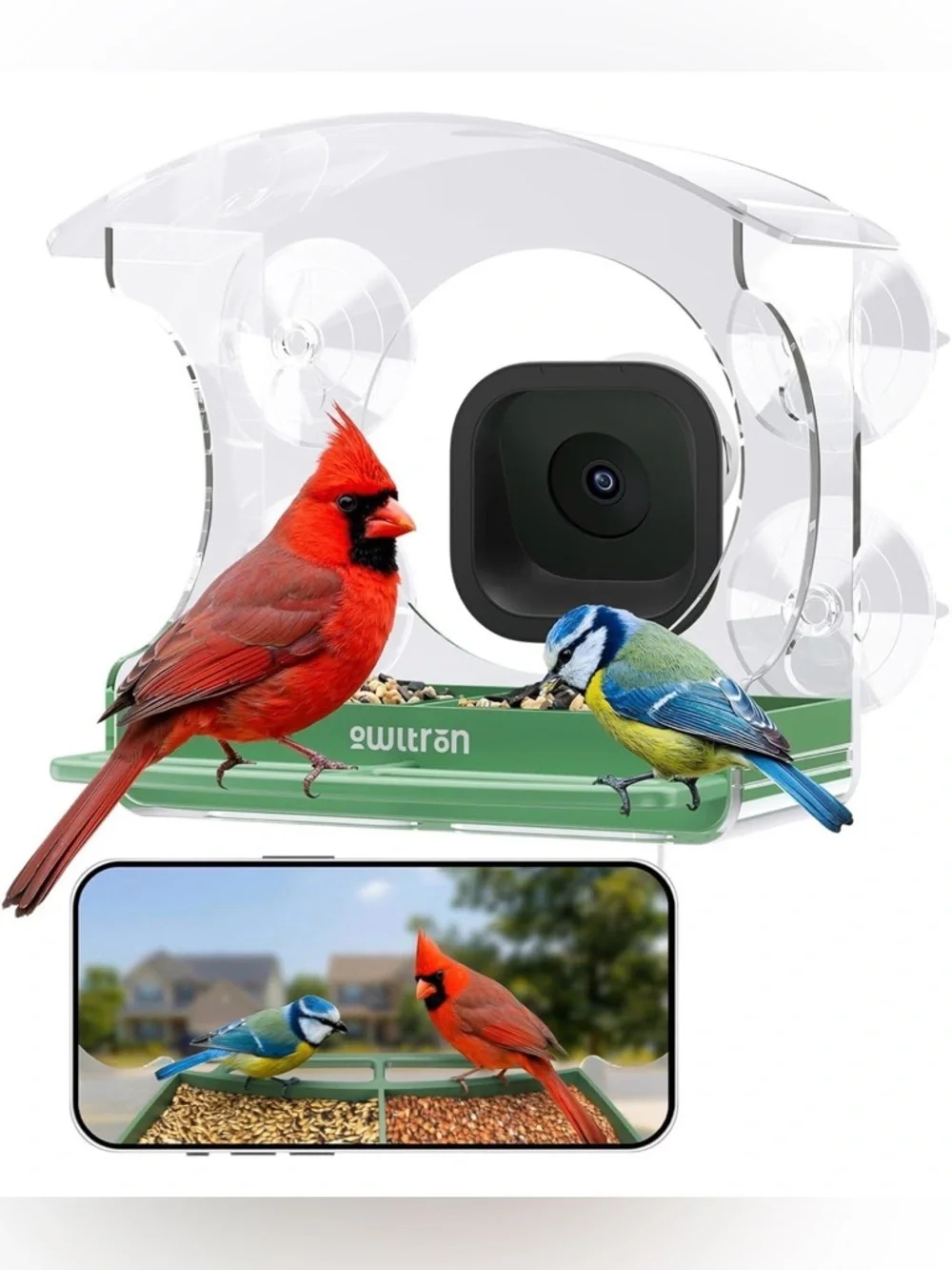 Window Bird Feeder with Camera, 2K 3MP Window Bird Friends Feeder